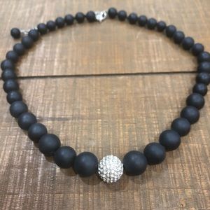 Lia Sophia Black & Rhinestone Ball Necklace